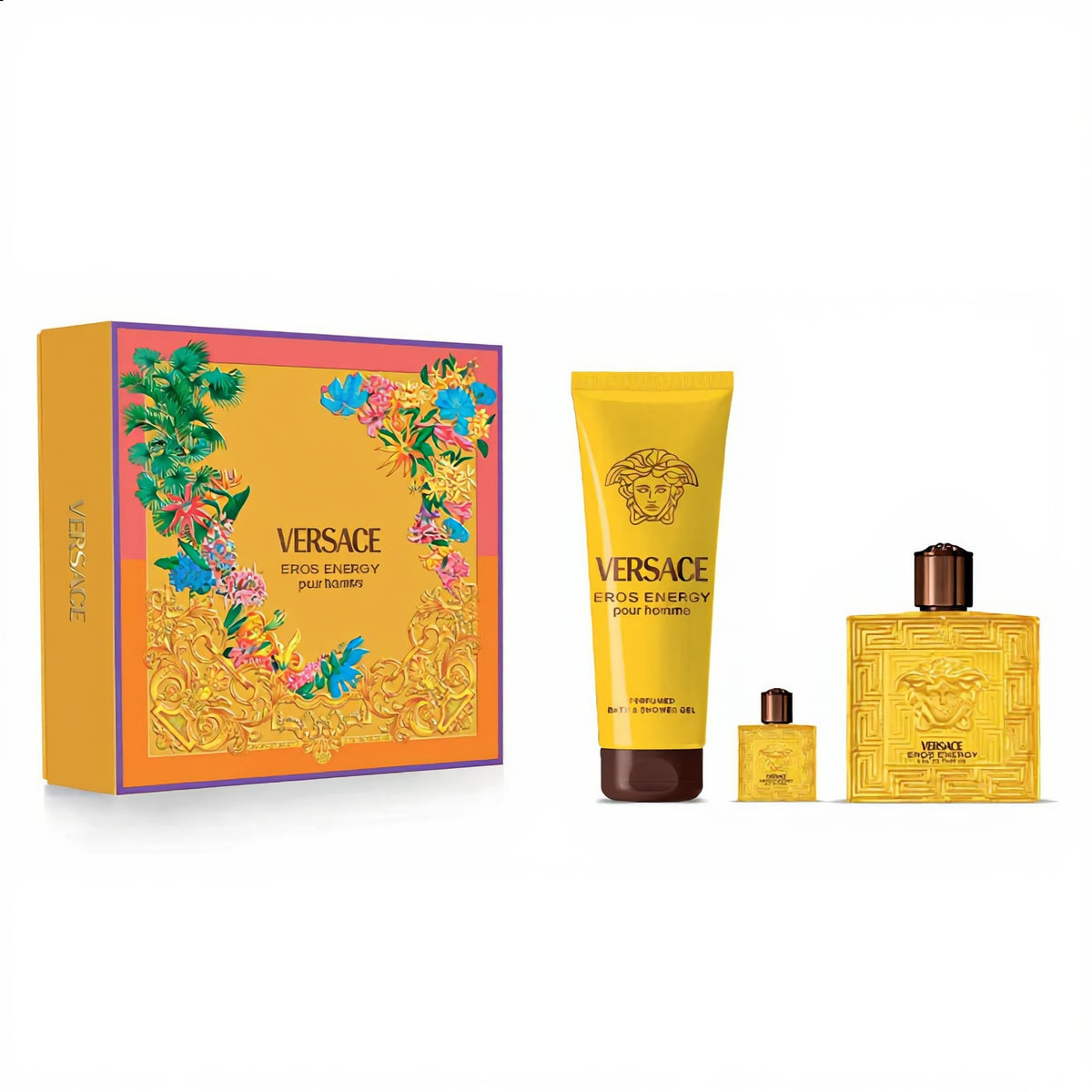 Set Versace Eros Energy EDP pour Homme 100 ml + Mini 5 ml + Gel de Ducha 150 ml