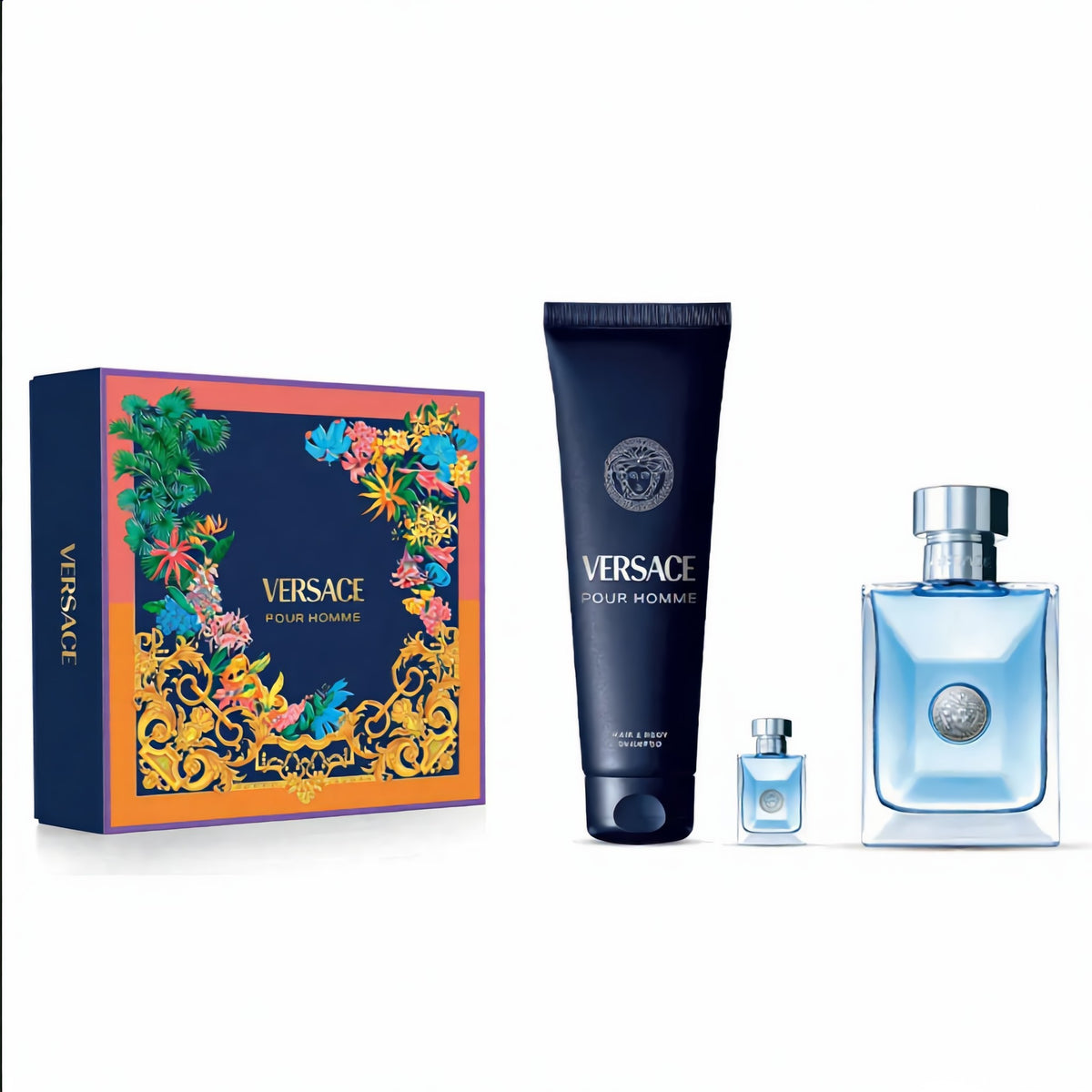 Set Versace EDT pour Homme 100 ml + Mini 5 ml + Body Shampoo 150 ml