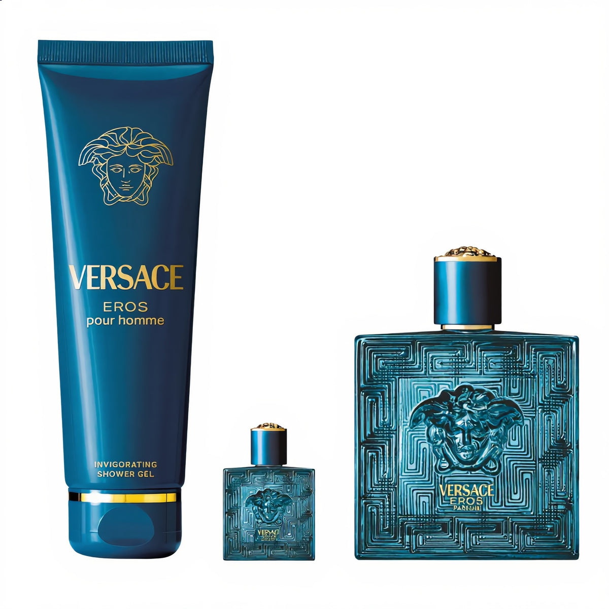 Set Versace Eros Parfum pour Homme 100 ml + Mini 5 ml + Gel de Ducha 150 ml