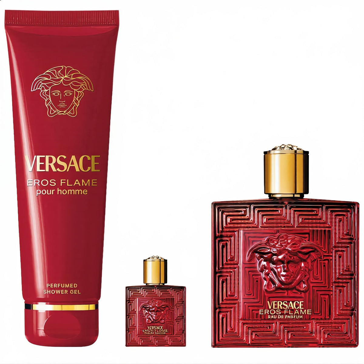 Set Versace Eros Flame EDP pour Homme 100 ml + Mini 5 ml + Gel de Ducha 150 ml